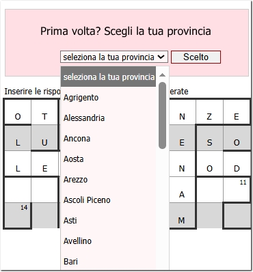 Scelta della provincia solo la prima volta